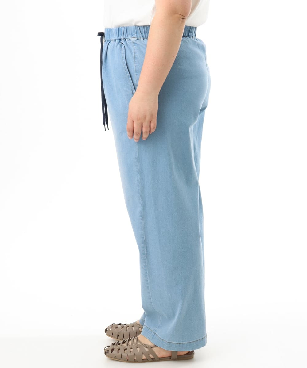 OLLFD16109 eur3(エウルキューブ) 【大きいサイズ/接触冷感】デニムイージーパンツ ライトブルー