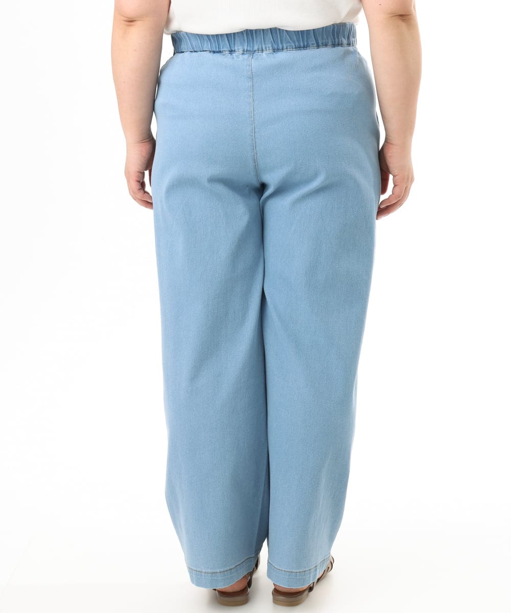 OLLFD16109 eur3(エウルキューブ) 【大きいサイズ/接触冷感】デニムイージーパンツ ライトブルー