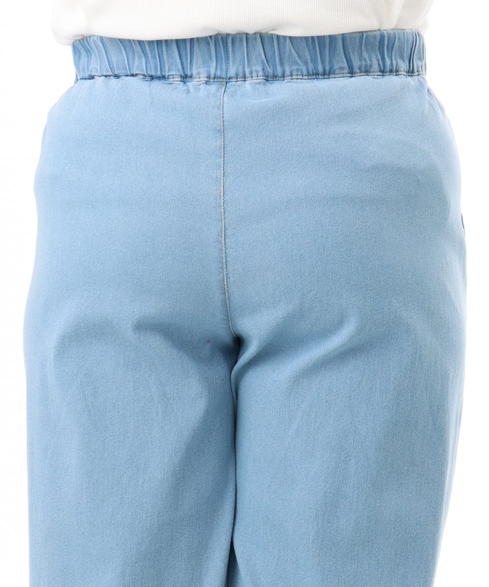 OLLFD16109 eur3(エウルキューブ) 【大きいサイズ/接触冷感】デニムイージーパンツ ライトブルー