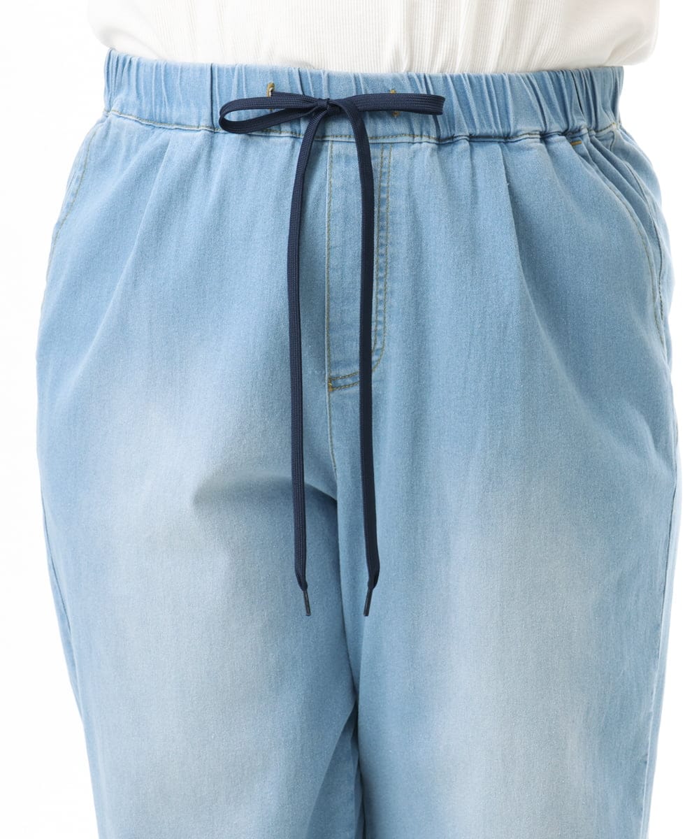 OLLFD16109 eur3(エウルキューブ) 【大きいサイズ/接触冷感】デニムイージーパンツ ライトブルー