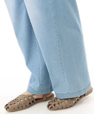 OLLFD16109 eur3(エウルキューブ) 【大きいサイズ/接触冷感】デニムイージーパンツ ライトブルー