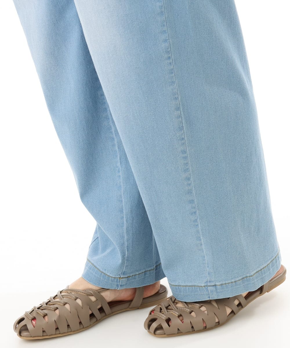 OLLFD16109 eur3(エウルキューブ) 【大きいサイズ/接触冷感】デニムイージーパンツ ライトブルー