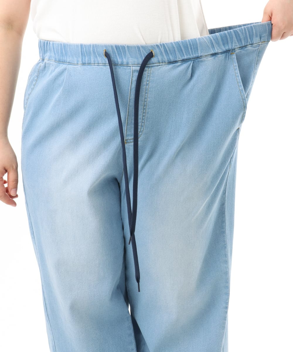 OLLFD16109 eur3(エウルキューブ) 【大きいサイズ/接触冷感】デニムイージーパンツ ライトブルー