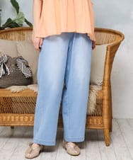 OLLFD16109 eur3(エウルキューブ) 【大きいサイズ/接触冷感】デニムイージーパンツ ライトブルー