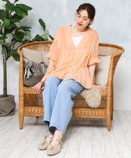 OLLFD16109 eur3(エウルキューブ) 【大きいサイズ/接触冷感】デニムイージーパンツ ライトブルー