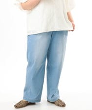 OLLFD16109 eur3(エウルキューブ) 【大きいサイズ/接触冷感】デニムイージーパンツ ライトブルー
