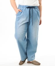 OLLFD16109 eur3(エウルキューブ) 【大きいサイズ/接触冷感】デニムイージーパンツ ライトブルー