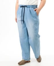 OLLFD16109 eur3(エウルキューブ) 【大きいサイズ/接触冷感】デニムイージーパンツ ライトブルー