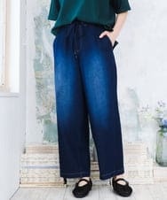 OLLFD16109 eur3(エウルキューブ) 【大きいサイズ/接触冷感】デニムイージーパンツ ネイビー