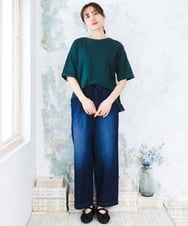 OLLFD16109 eur3(エウルキューブ) 【大きいサイズ/接触冷感】デニムイージーパンツ ネイビー