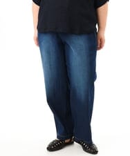 OLLFD16109 eur3(エウルキューブ) 【大きいサイズ/接触冷感】デニムイージーパンツ ネイビー