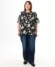 OLLFD16109 eur3(エウルキューブ) 【大きいサイズ/接触冷感】デニムイージーパンツ ネイビー