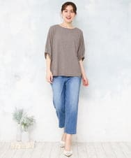 OLLFD17089 eur3(エウルキューブ) 【WEB先行販売】【大きいサイズ/接冷感触】ストレッチゆるフィットデニム ブルー