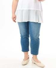 OLLFD17089 eur3(エウルキューブ) 【WEB先行販売】【大きいサイズ/接冷感触】ストレッチゆるフィットデニム ブルー