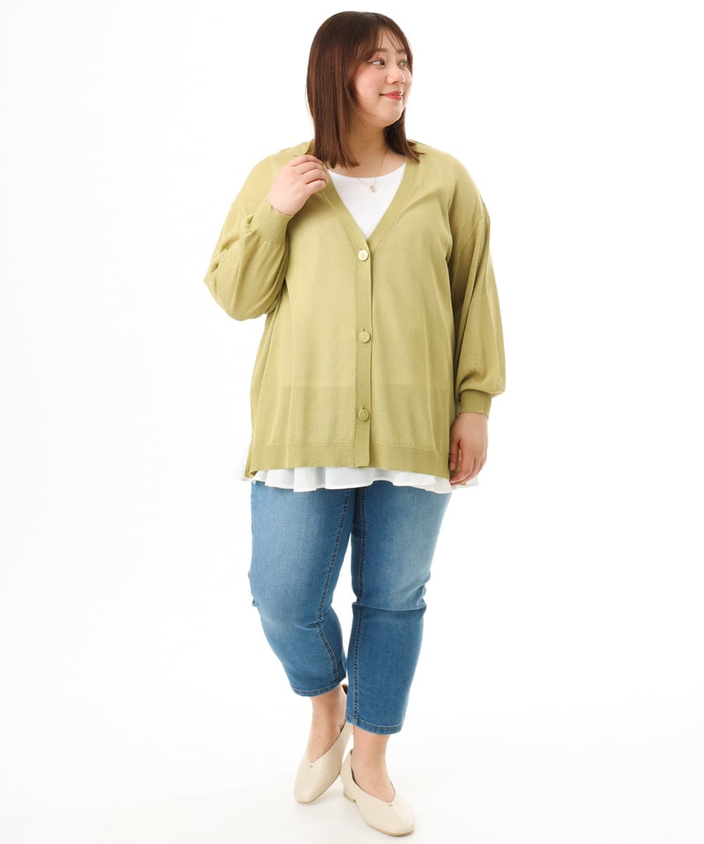 OLLFD17089 eur3(エウルキューブ) 【WEB先行販売】【大きいサイズ/接冷感触】ストレッチゆるフィットデニム ブルー