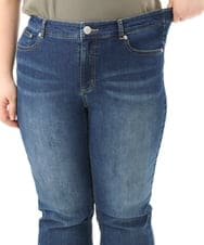 OLLFD17089 eur3(エウルキューブ) 【WEB先行販売】【大きいサイズ/接冷感触】ストレッチゆるフィットデニム ネイビー