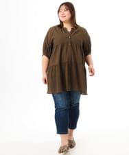 OLLFD17089 eur3(エウルキューブ) 【WEB先行販売】【大きいサイズ/接冷感触】ストレッチゆるフィットデニム ネイビー