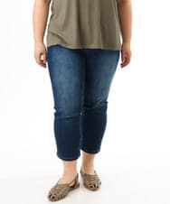 OLLFD17089 eur3(エウルキューブ) 【WEB先行販売】【大きいサイズ/接冷感触】ストレッチゆるフィットデニム ネイビー