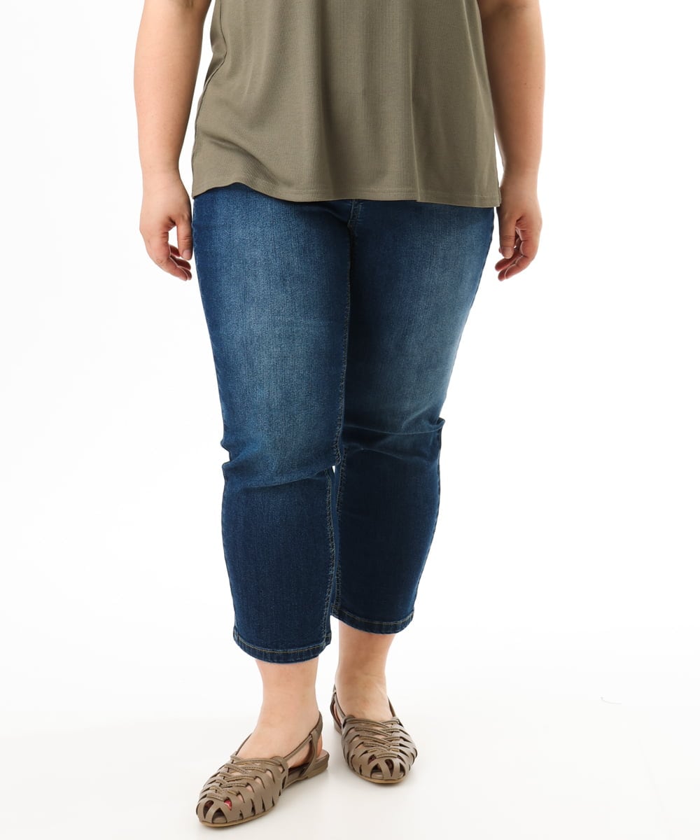 OLLFD17089 eur3(エウルキューブ) 【WEB先行販売】【大きいサイズ/接冷感触】ストレッチゆるフィットデニム ネイビー