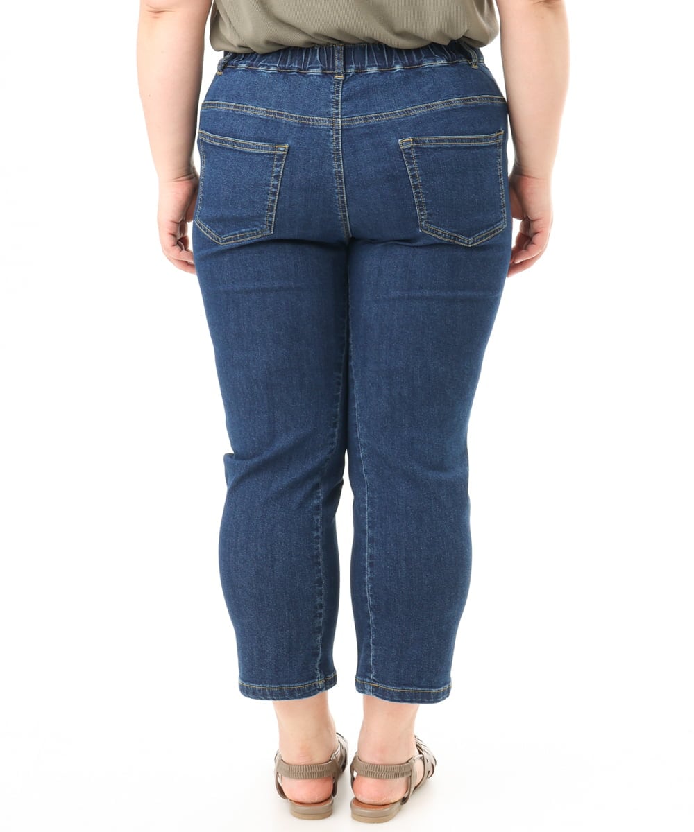 OLLFD17089 eur3(エウルキューブ) 【WEB先行販売】【大きいサイズ/接冷感触】ストレッチゆるフィットデニム ネイビー