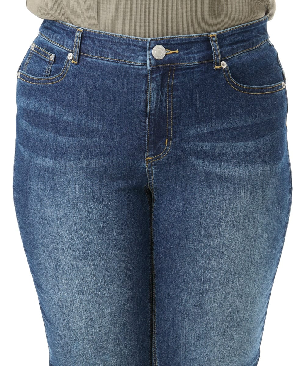 OLLFD17089 eur3(エウルキューブ) 【WEB先行販売】【大きいサイズ/接冷感触】ストレッチゆるフィットデニム ネイビー