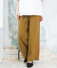 OLLFD18099 eur3(エウルキューブ) 【WEB先行販売】【大きいサイズ】ストレッチワイドイージーパンツ キャメル