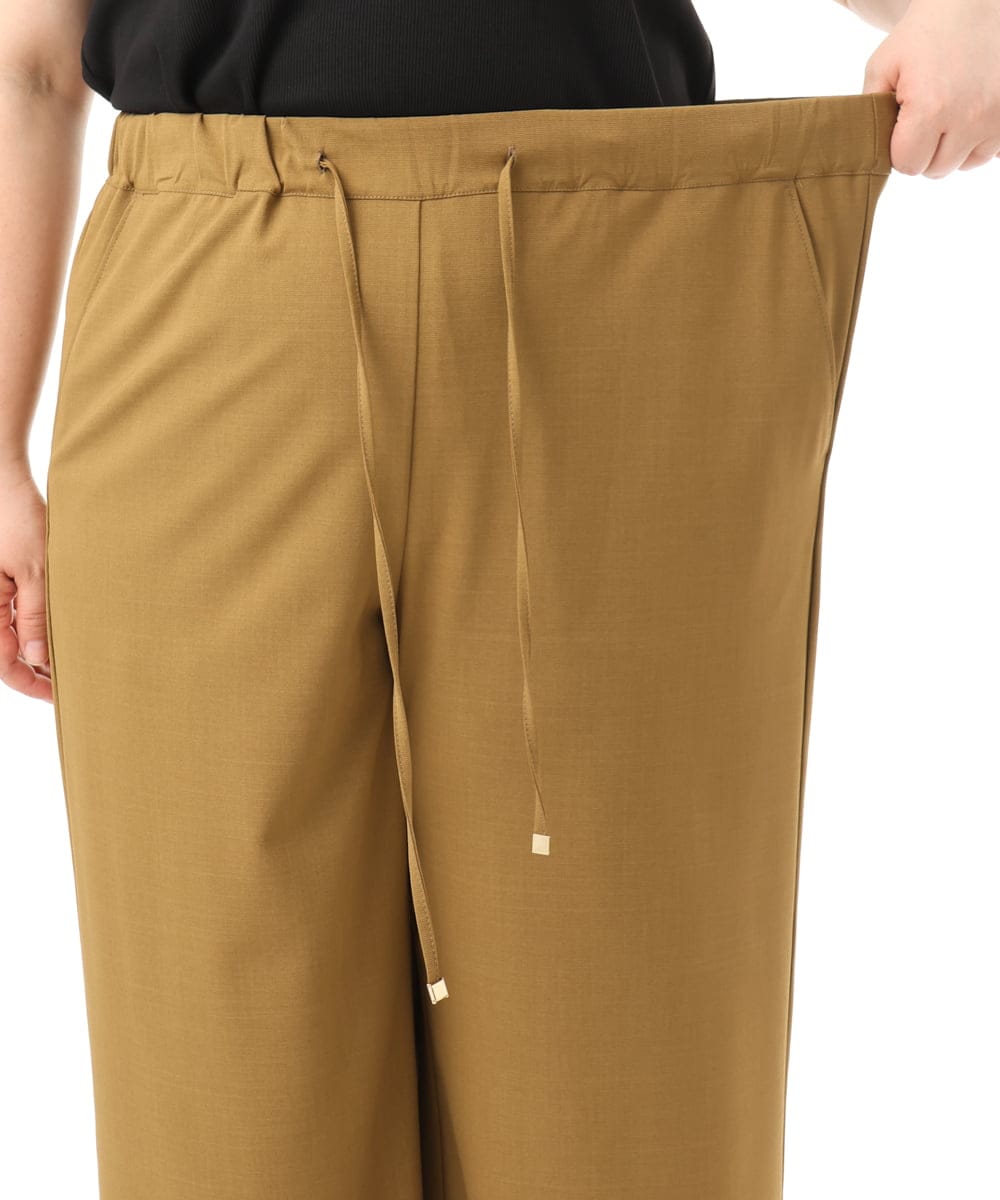 OLLFD18099 eur3(エウルキューブ) 【WEB先行販売】【大きいサイズ】ストレッチワイドイージーパンツ キャメル