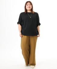 OLLFD18099 eur3(エウルキューブ) 【WEB先行販売】【大きいサイズ】ストレッチワイドイージーパンツ キャメル