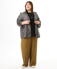 OLLFD18099 eur3(エウルキューブ) 【WEB先行販売】【大きいサイズ】ストレッチワイドイージーパンツ キャメル