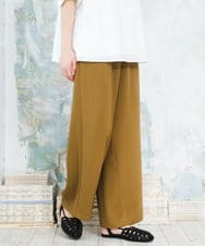 OLLFD18099 eur3(エウルキューブ) 【WEB先行販売】【大きいサイズ】ストレッチワイドイージーパンツ キャメル