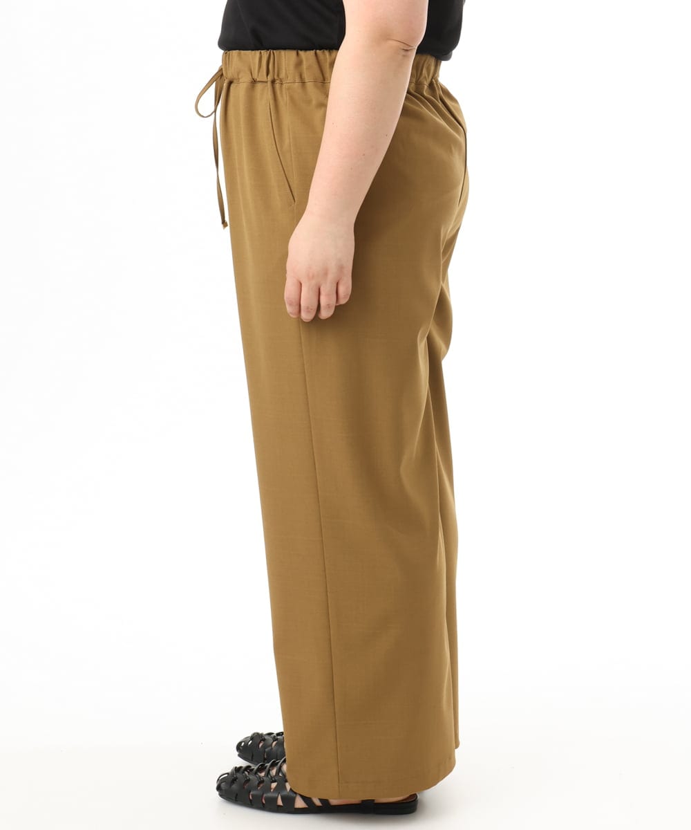 OLLFD18099 eur3(エウルキューブ) 【WEB先行販売】【大きいサイズ】ストレッチワイドイージーパンツ キャメル