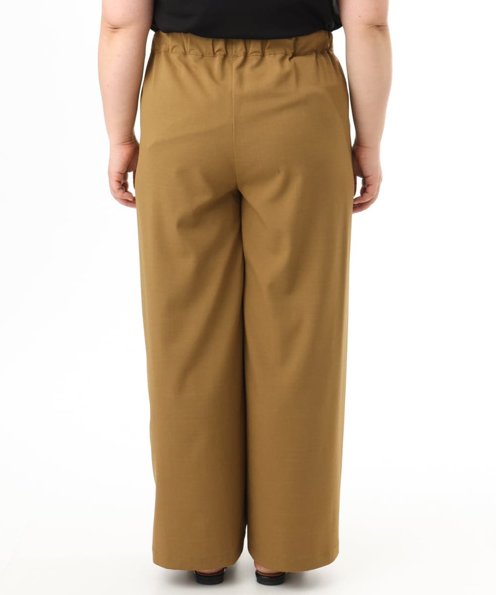OLLFD18099 eur3(エウルキューブ) 【WEB先行販売】【大きいサイズ】ストレッチワイドイージーパンツ キャメル