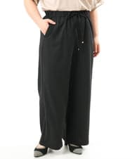 OLLFD18099 eur3(エウルキューブ) 【WEB先行販売】【大きいサイズ】ストレッチワイドイージーパンツ ブラック