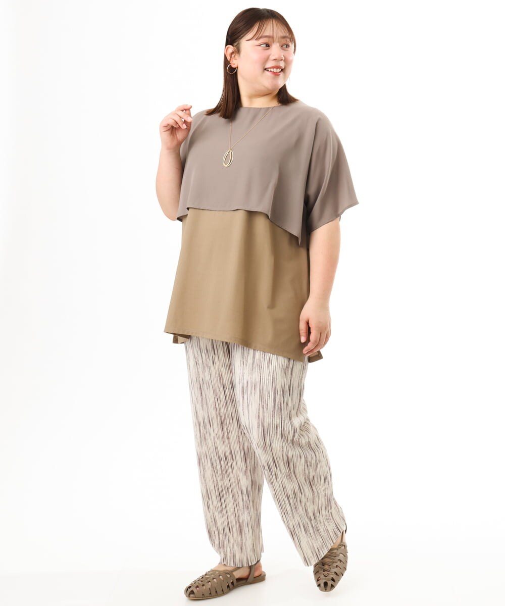OLLFD19099 eur3(エウルキューブ) 【大きいサイズ/セルフカット可】プリーツパンツ アイボリー