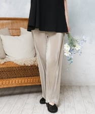 OLLFD19099 eur3(エウルキューブ) 【大きいサイズ/セルフカット可】プリーツパンツ グレージュ