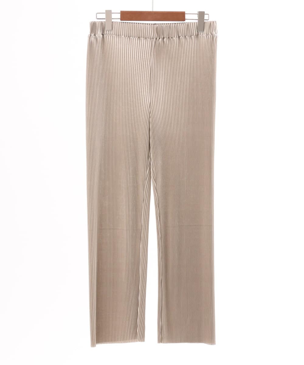 OLLFD19099 eur3(エウルキューブ) 【大きいサイズ/セルフカット可】プリーツパンツ グレージュ