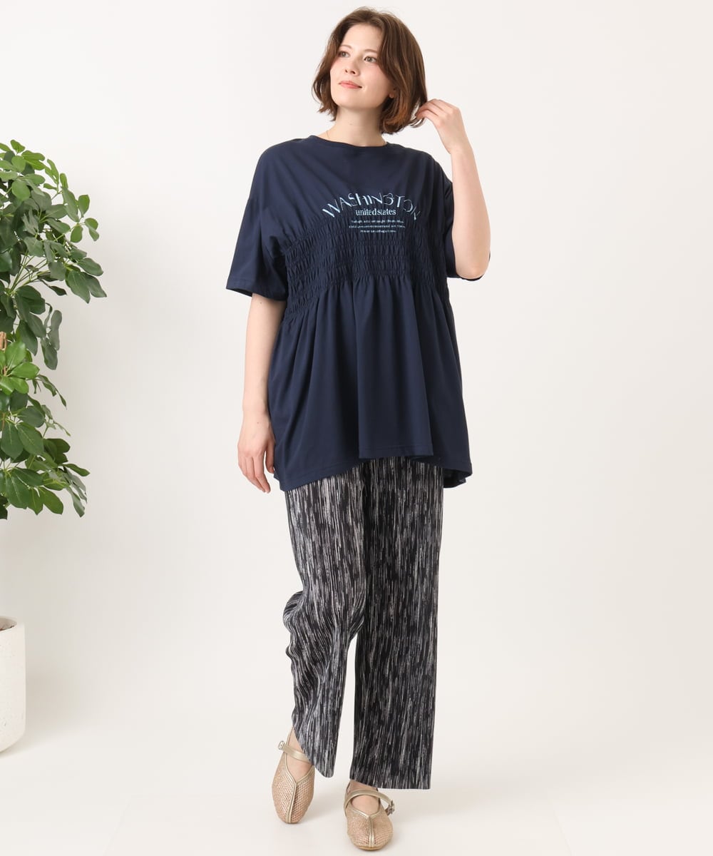 OLLFD19099 eur3(エウルキューブ) 【大きいサイズ/セルフカット可】プリーツパンツ ブラック