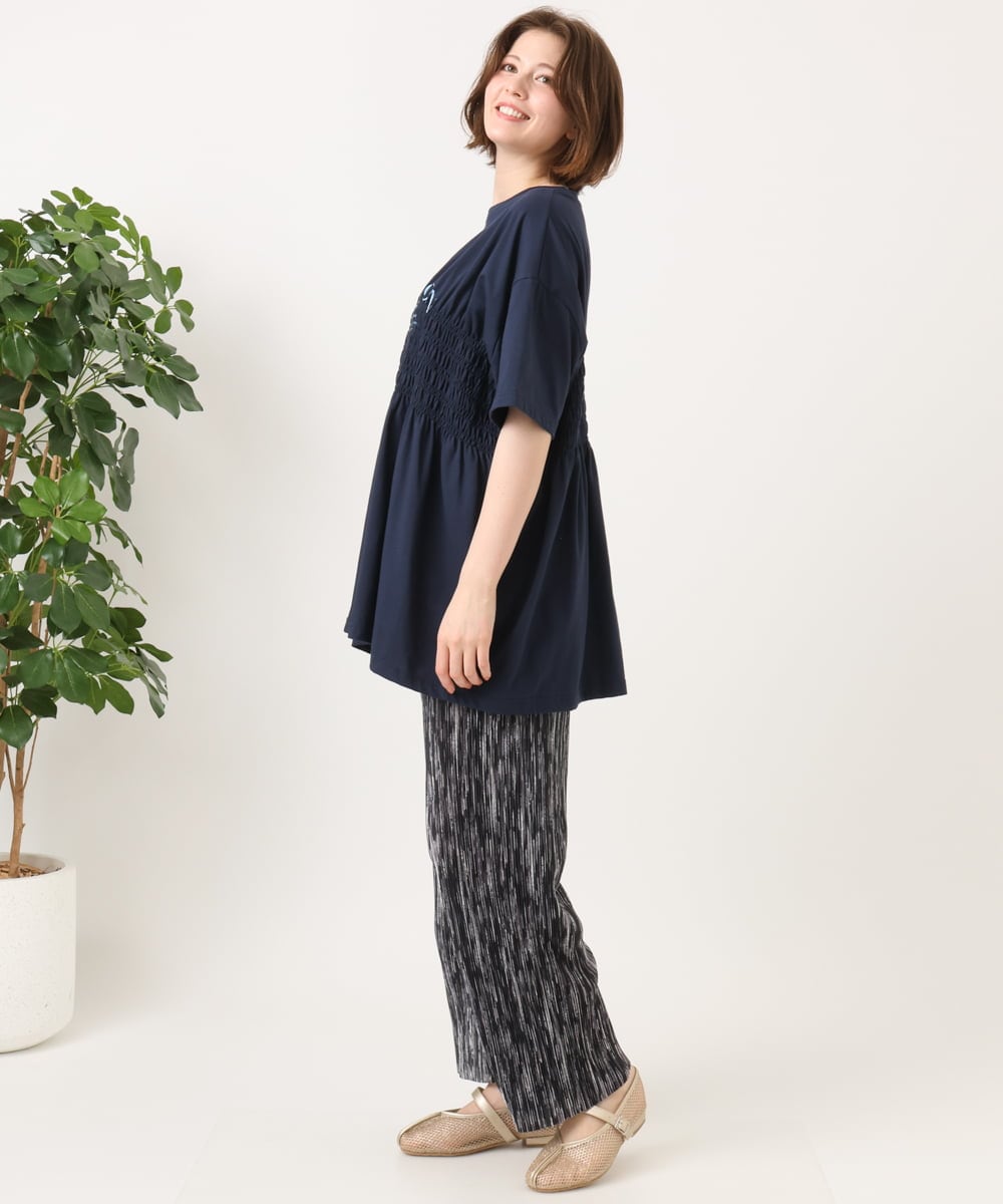 OLLFD19099 eur3(エウルキューブ) 【大きいサイズ/セルフカット可】プリーツパンツ ブラック