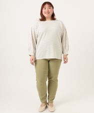 OLLFD25089 eur3(エウルキューブ) 【WEB先行販売】【シリーズ累計販売2万枚！/大きいサイズ】さらさらストレッチテーパードパンツ ライトグリーン(30)