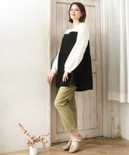 OLLFD25089 eur3(エウルキューブ) 【シリーズ累計販売2万枚！/大きいサイズ】さらさらストレッチテーパードパンツ ライトグリーン(30)