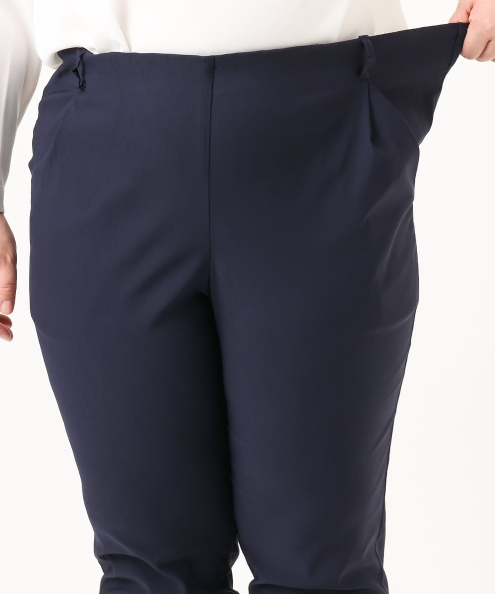 OLLFD25089 eur3(エウルキューブ) 【WEB先行販売】【シリーズ累計販売2万枚！/大きいサイズ】さらさらストレッチテーパードパンツ ネイビー(57)