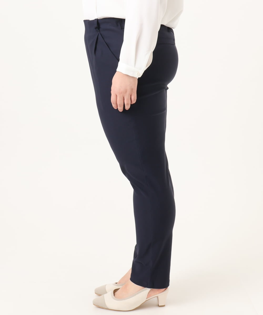 OLLFD25089 eur3(エウルキューブ) 【WEB先行販売】【シリーズ累計販売2万枚！/大きいサイズ】さらさらストレッチテーパードパンツ ネイビー(57)