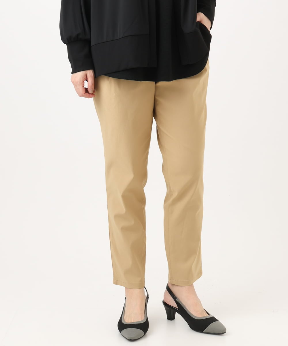 OLLFD25089 eur3(エウルキューブ) 【シリーズ累計販売2万枚！/大きいサイズ】さらさらストレッチテーパードパンツ ベージュ(82)