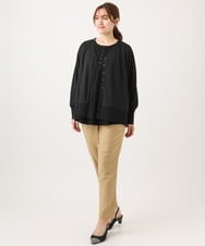 OLLFD25089 eur3(エウルキューブ) 【シリーズ累計販売2万枚！/大きいサイズ】さらさらストレッチテーパードパンツ ベージュ(82)