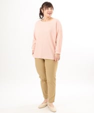 OLLFD25089 eur3(エウルキューブ) 【シリーズ累計販売2万枚！/大きいサイズ】さらさらストレッチテーパードパンツ ベージュ(82)