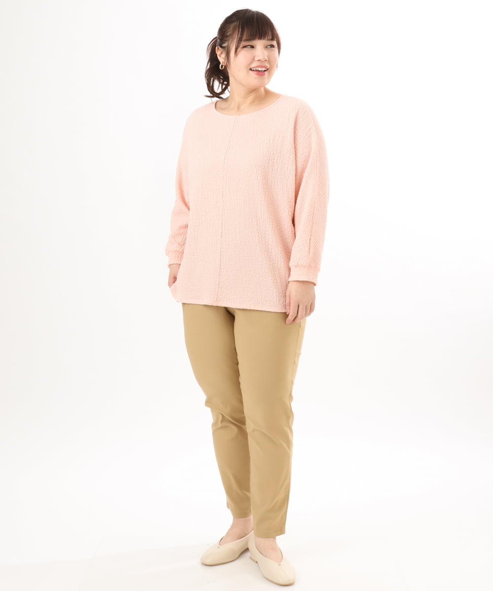 OLLFD25089 eur3(エウルキューブ) 【シリーズ累計販売2万枚！/大きいサイズ】さらさらストレッチテーパードパンツ ベージュ(82)