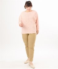 OLLFD25089 eur3(エウルキューブ) 【シリーズ累計販売2万枚！/大きいサイズ】さらさらストレッチテーパードパンツ ベージュ(82)