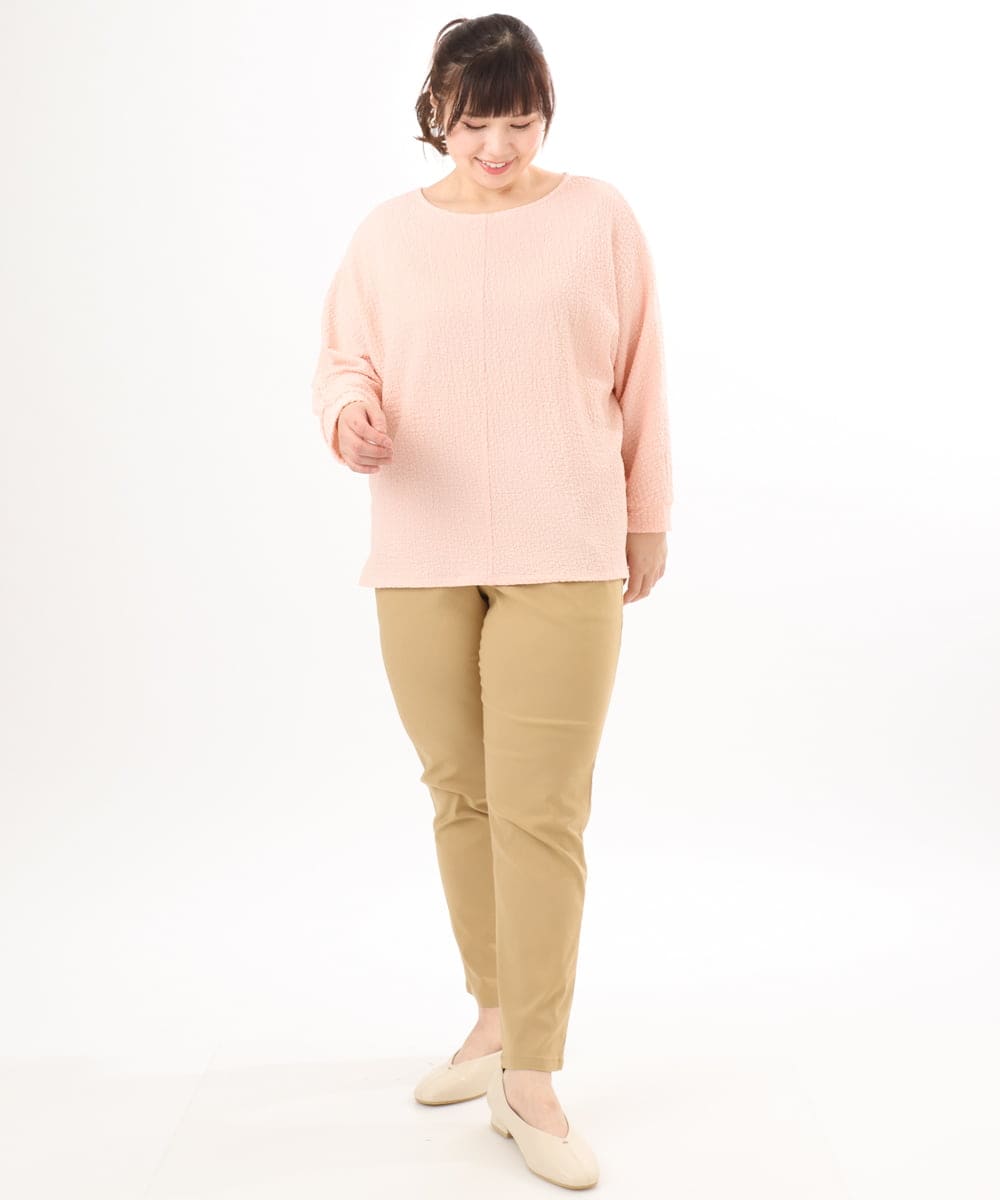 OLLFD25089 eur3(エウルキューブ) 【シリーズ累計販売2万枚！/大きいサイズ】さらさらストレッチテーパードパンツ ベージュ(82)