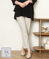 OLLFD25089 eur3(エウルキューブ) 【WEB先行販売】【シリーズ累計販売2万枚！/大きいサイズ】さらさらストレッチテーパードパンツ グレージュ(89)