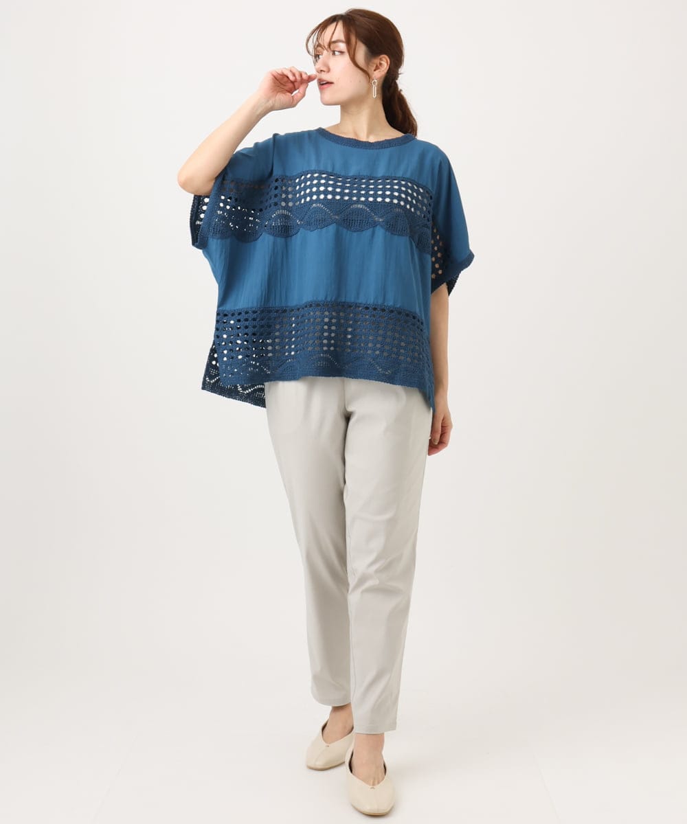 OLLFD25089 eur3(エウルキューブ) 【シリーズ累計販売2万枚！/大きいサイズ】さらさらストレッチテーパードパンツ グレージュ(89)